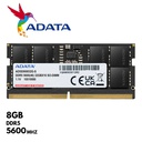 Memoria Ram Adata Premier 8GB, SODIMM, DDR5-5600MHz, CL40, 1.1V, 262-pin.