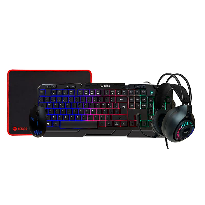 Combo Teros TE-4063N, Teclado Multimedia, Mouse, Headset, Mouse Pad.