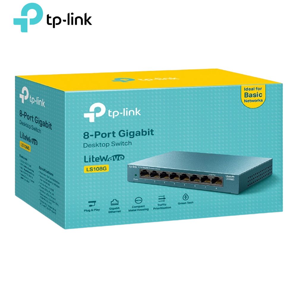 Switch Tp-Link LS108G, 8port Ethernet 10/100/1000 Mbps, Acero.