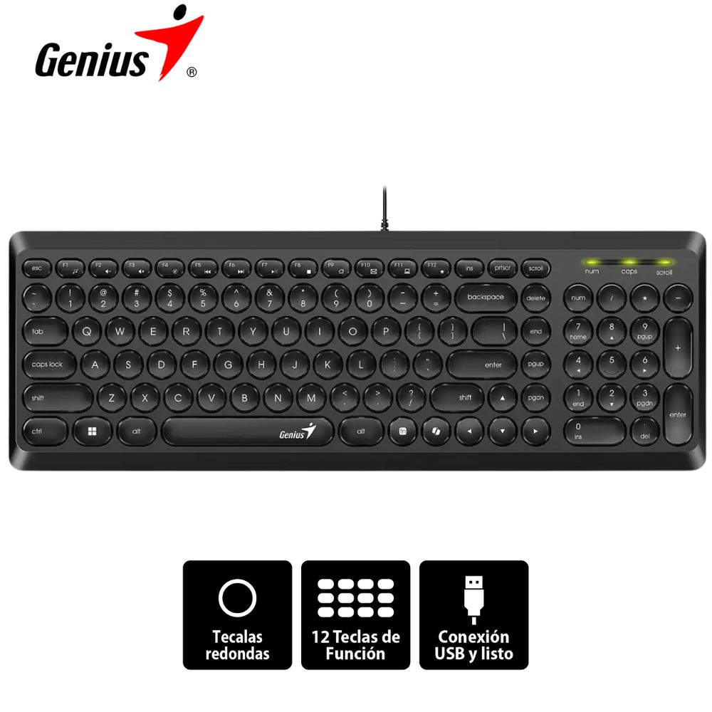 Teclado Genius Slimstar Q200, Usb, Multimedia, Black.