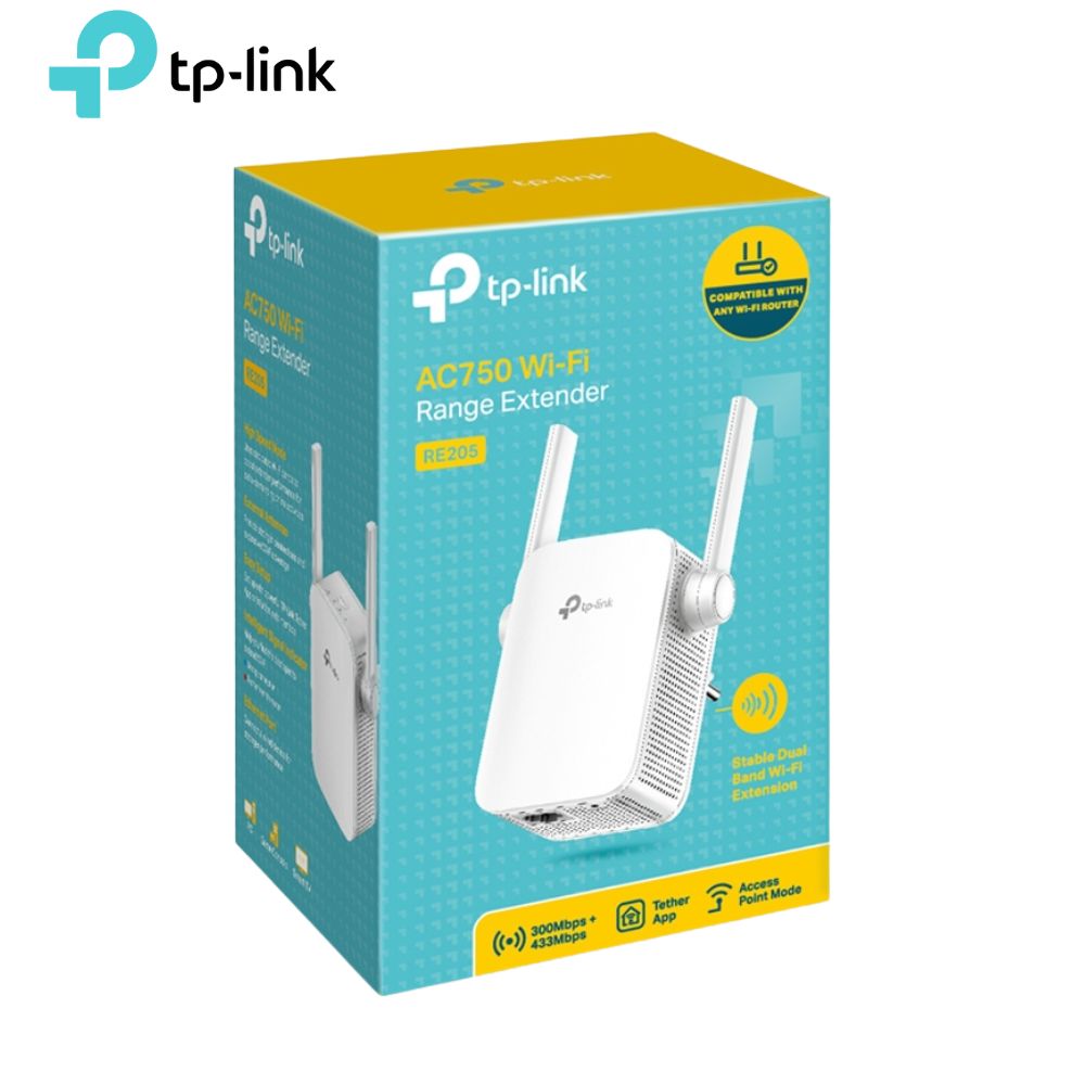 Extensor de Rango Tp-Link RE205, Wi-Fi, Dual Band, AC750, 2 Antenas.