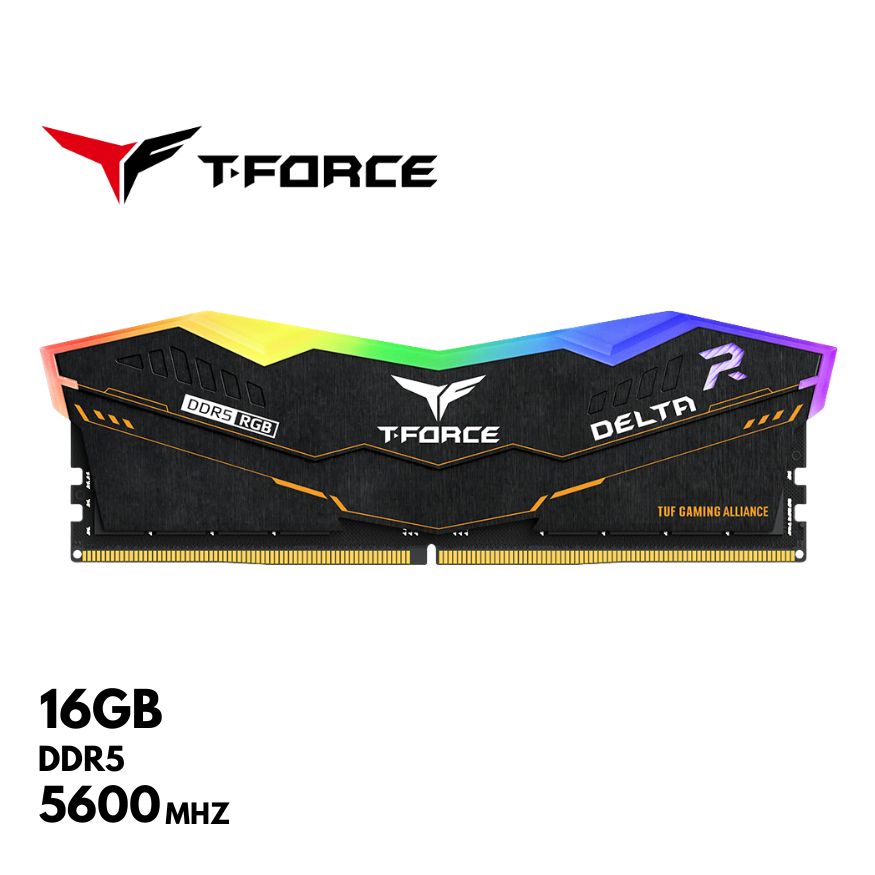 Memoria Ram TeamGroup T-FORCE DELTA TUF Gaming Alliance RGB DDR5, 16GB DDR5-5600MHz, CL36 1.2V