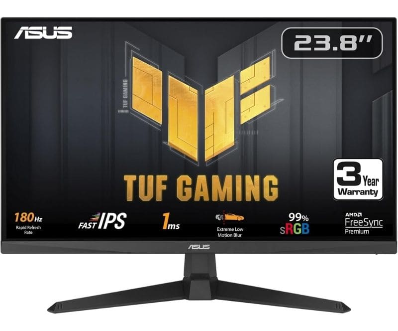 Monitor Plano Gaming Asus TUF VG249Q3A 23.8", FHD IPS, 180Hz, HDMI, DP, Earphone Jack.