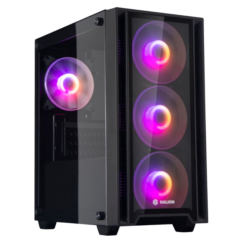 Case Gaming HALION Ragnarok 320, Vidrio Templado, 4 x RGB, Fuente 550w.