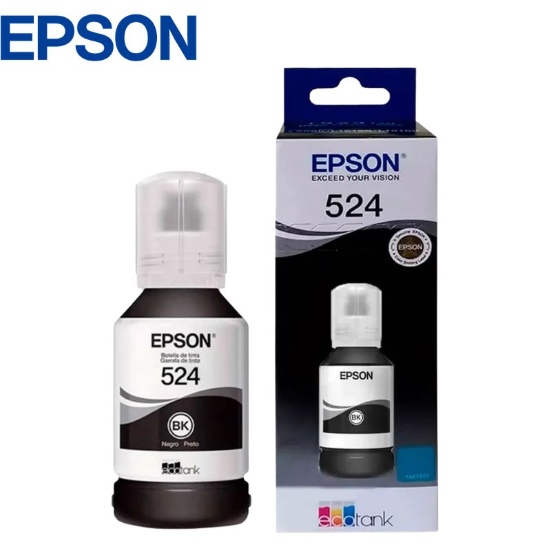 Botella de Tinta Epson T524, Negro 127ML (T524120-AL) Caja.
