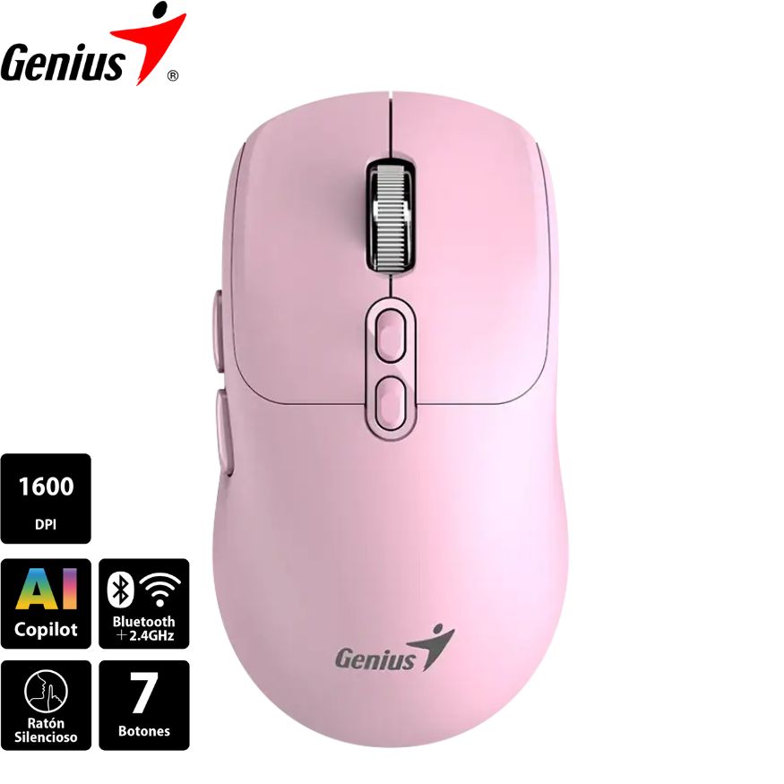 Mouse Genius NX-8080S Wireless/Bluetooth Silent 7 bot. Pink.