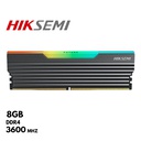 Memoria RAM Hiksemi Future RGB, 8GB, DDR4, 3600 MHz, PC4-25600, CL22, 1.2V.