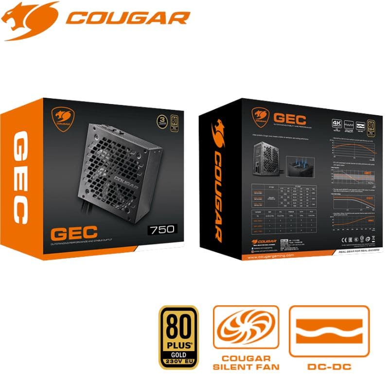 Fuente Cougar 750w GEC 80 Plus Gold.