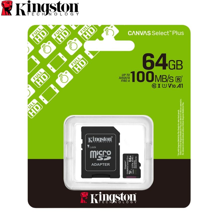 Tarjeta de Memoria Kingston 64GB MicroSD Canvas Select Plus -100MB/seg - UHS-I Clase 10