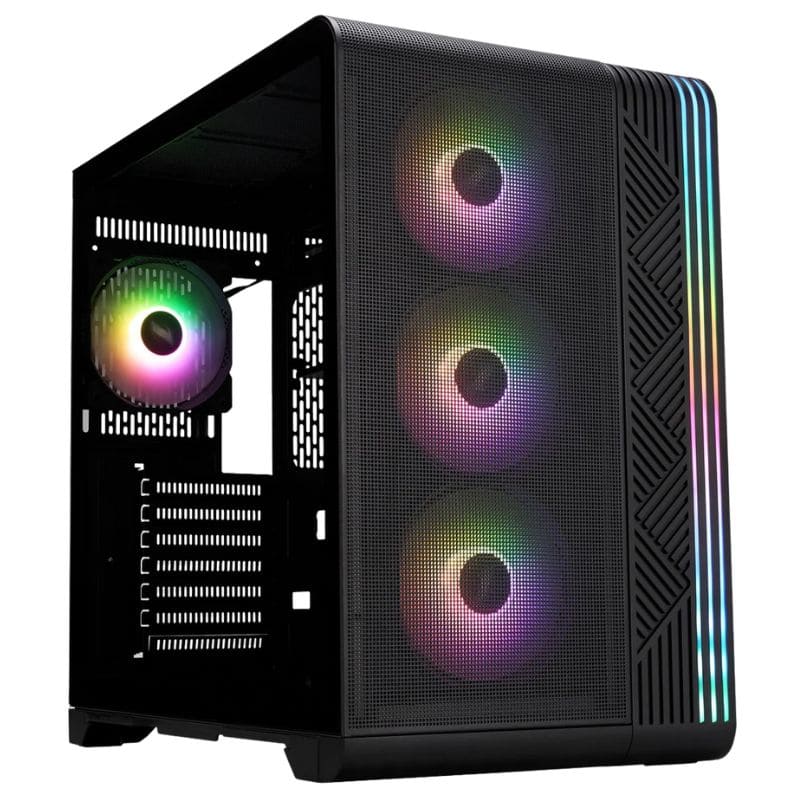 Case 1ST Player VT7 Black, 04 Cooler RGB, Vidrio templado, Sin Fuente.