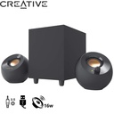 Parlante Creative PEBBLE Plus 2.1 8W/16W 3.5mm USB-Power, Negro.