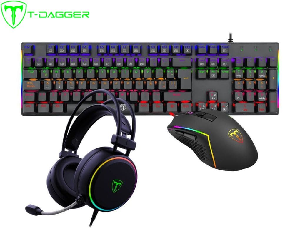 Combo T-Dagger 3 en 1, (Teclado + Audífono + Mouse), Switch Red, Español, Black.
