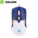 Mouse Gaming Halion Zeus M605, 12K. DPI, RGB, 7 Botones, Blanco/Azul.