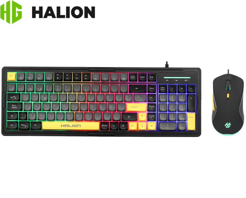 Combo Halion 2 en 1 COBRA K426C, (Teclado + Mouse RGB), Español, Negro/Naranja.