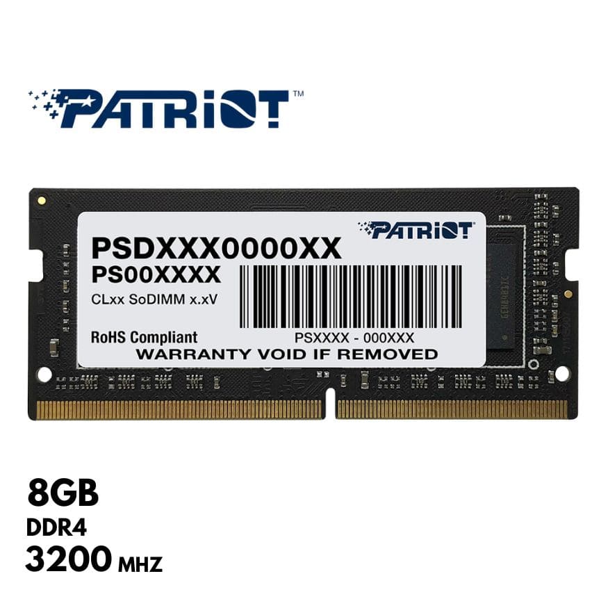 Memoria RAM Patriot Signature Line, 8GB, SODIMM, DDR4-3200MHz PC4-25600, CL22, 1.2v.