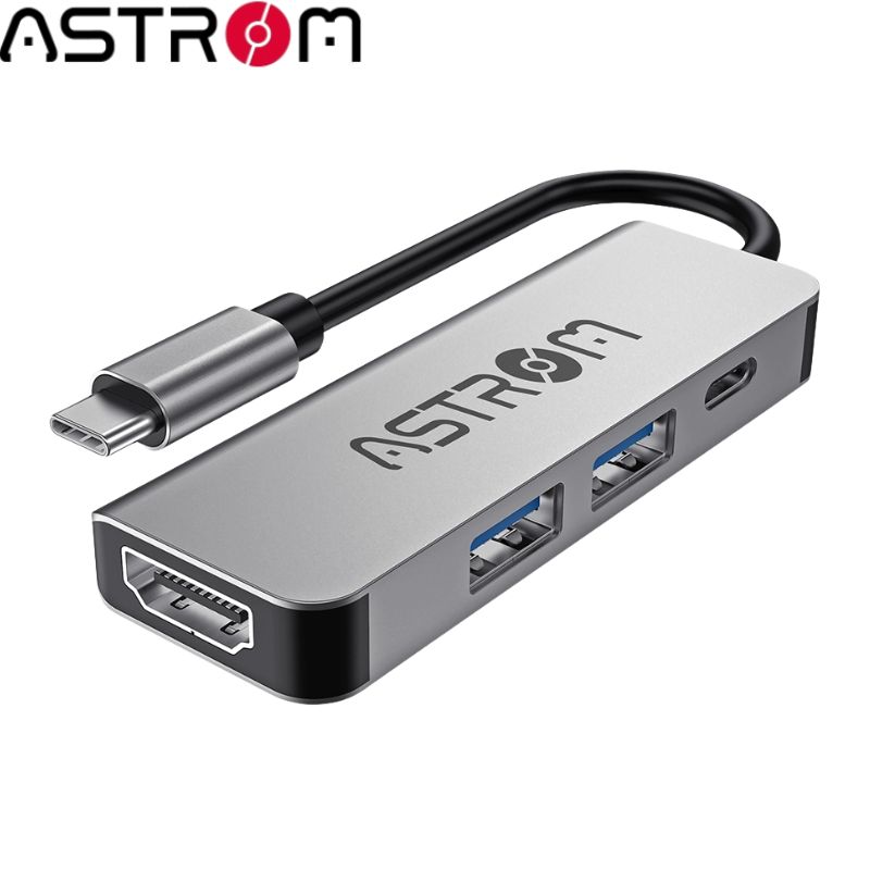 Hub USB-C 4 en 1 Astrom MH 2341, 2Ports USB 3.0, 1Port Type-c, 1Port HDMI.