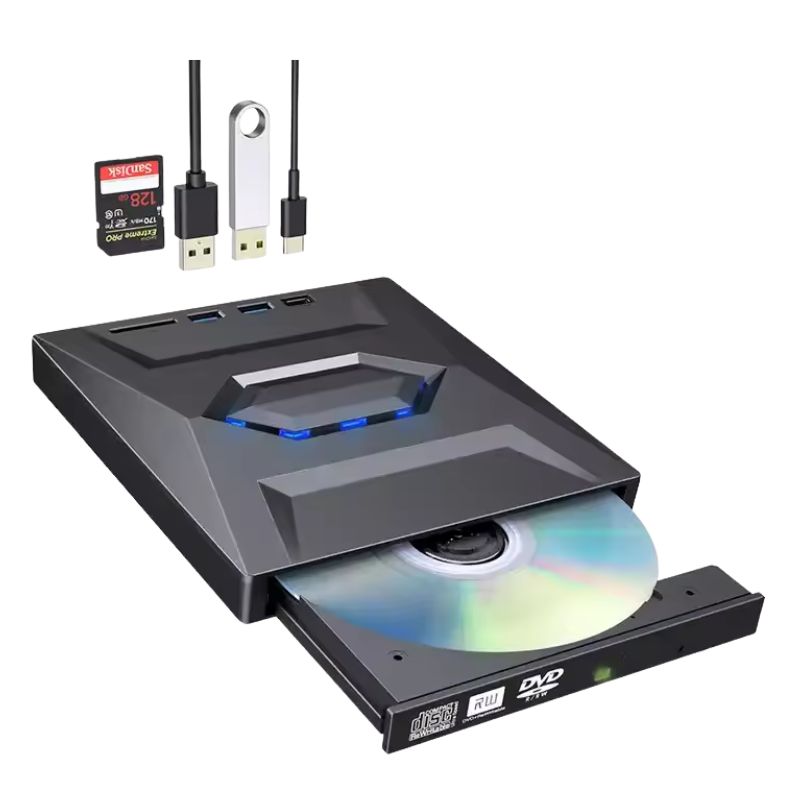 Lectora DVD externa 5 en 1, Mod 829U3, lector de tarjetas TF SD, USB 3,0, Interfaz USB 3.0/Tipo C.
