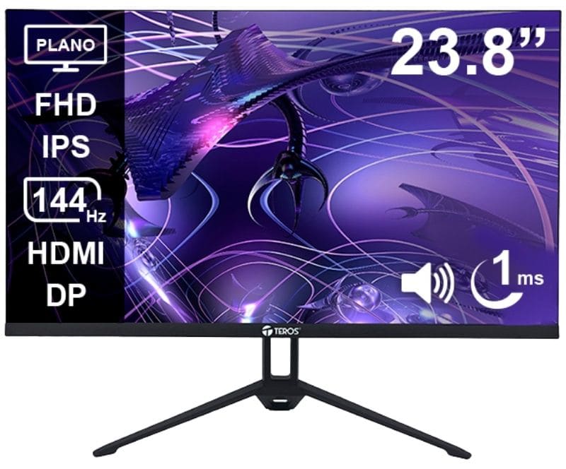 Monitor Plano Teros TE-2417S, 23.8" FHD IPS, 144Hz, 1ms, HDMI, DP, Audio out, Parlantes