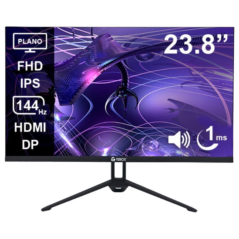 Monitor Plano Teros TE-2417S, 23.8" FHD IPS, 144Hz, 1ms, HDMI, DP, Audio out, Parlantes