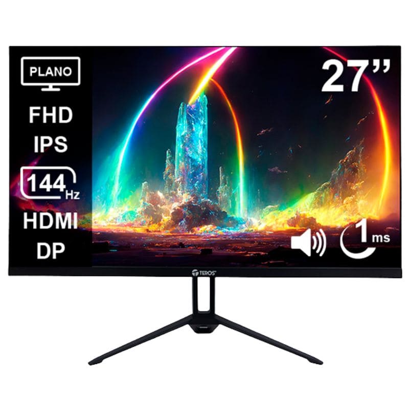 Monitor Plano Teros TE-2714S, 27" FHD IPS, 144Hz, 1ms, HDMI, DP, Audio out, Parlantes