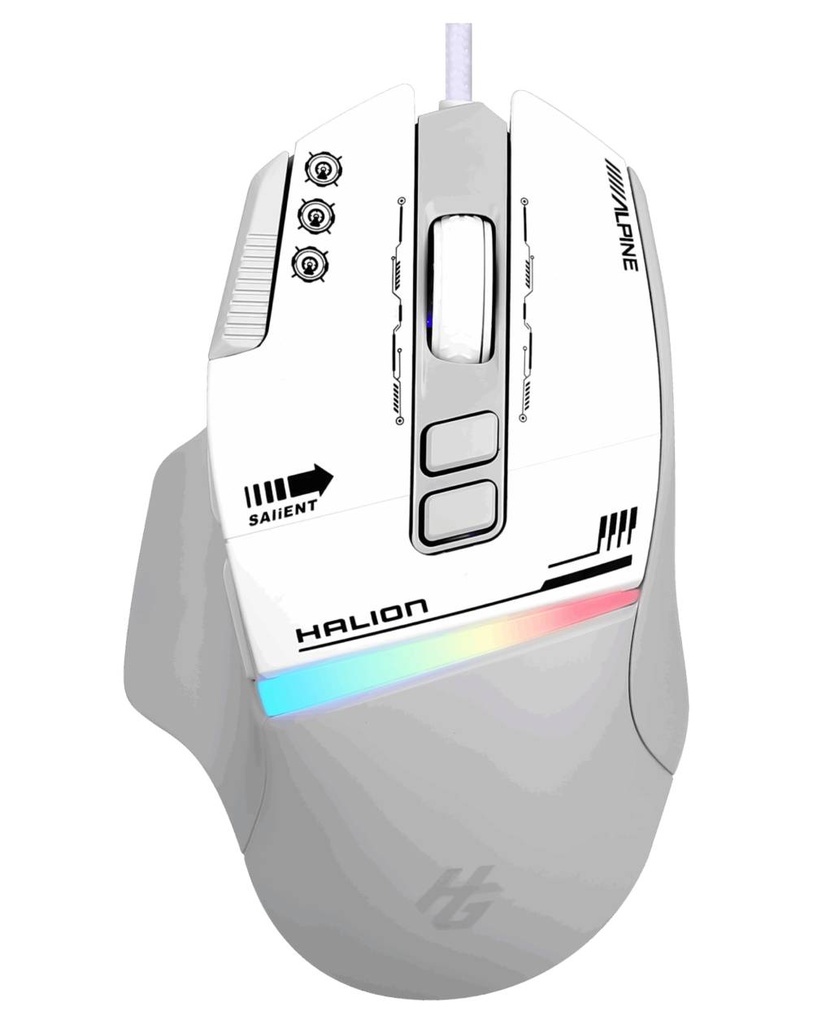 Mouse Gaming Halion M607, 7200 DPI, RGB, 8 Botones, Blanco.