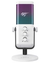 Micrófono Havit GK65, Cardioide, RGB, White, USB.