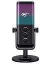 Micrófono Havit GK65, Cardioide, RGB, Black, USB.