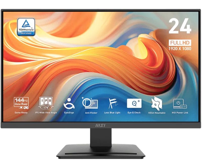 Monitor Plano MSI PRO MP243L E14, 23.8" FHD IPS, 144Hz, HDMI, VGA.