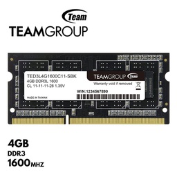 [TED3L4G1600C11-S01] Memoria RAM TeamGroup Elite SODIMM DDR3 4GB DDR3L-1600 MHz, CL-11, 1.35V.