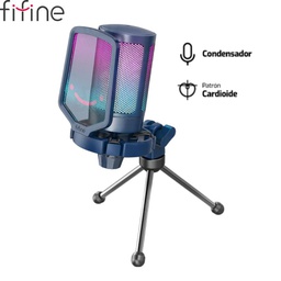 Micrófono Fifine A6V, Unidireccional, Blue, USB.