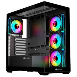 [AC-FX750K] Case ANTRYX FX 750 Black, ARGB Fan x4, S/Fuente Vidrio Templado, USB Tipo C