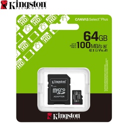 [SDCS3/64GB] Tarjeta de Memoria Kingston 64GB MicroSD Canvas Select Plus -100MB/seg - UHS-I Clase 10