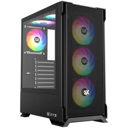 [X-CS-AIRONE3XM-B] Case XYZ Airone 300-X Mesh, Mid Tower, 6 Fan ARGB, Vidrio Templado, S/Fuente USB 3.0, USB Type-C, Black.