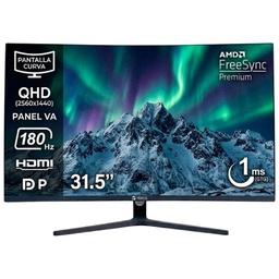 [TE3218G] Monitor curvo gaming TEROS TE-3218G, 31.5" QHD VA, 180Hz, 1ms, HDMI, DP, Audio out